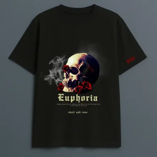 SKULL AND ROSE OVERSIZED TEE